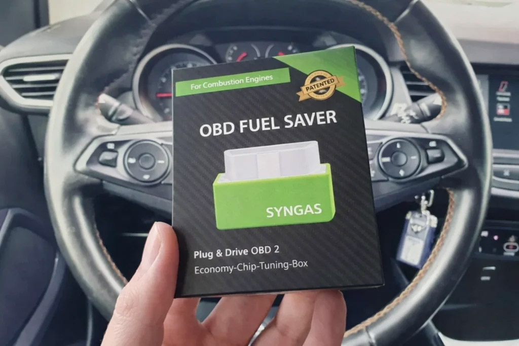 SynGas device being held inside a car